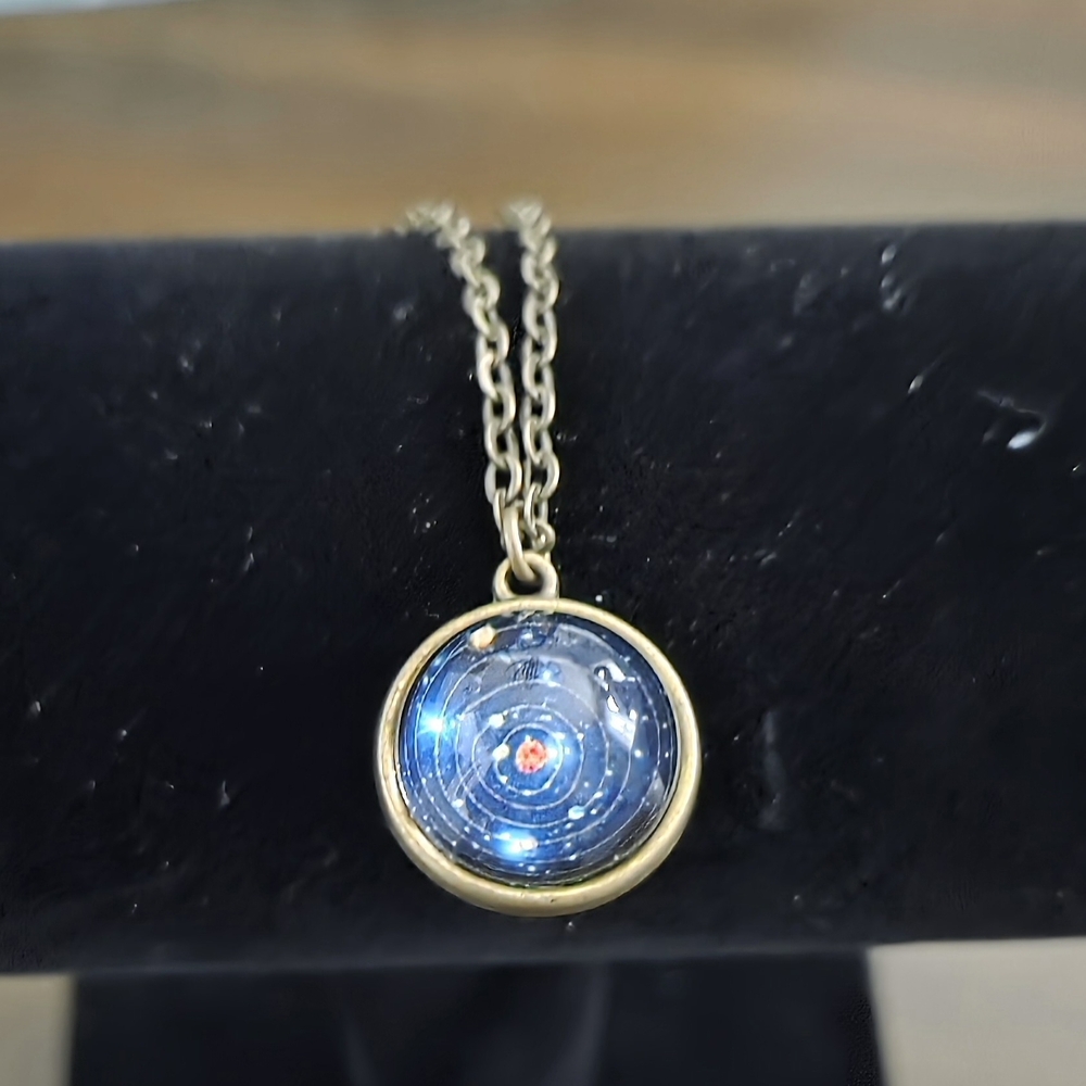 Gold and Blue Celestial Pendant Necklace